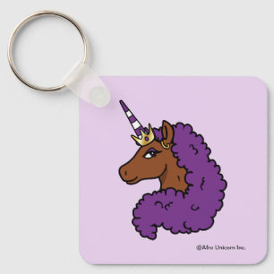 Purple Afro Unicorn Keychain