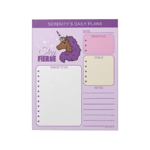 Purple Afro Unicorn Notepad