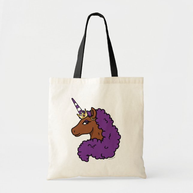 Purple Afro Unicorn Tote Bag (Front)