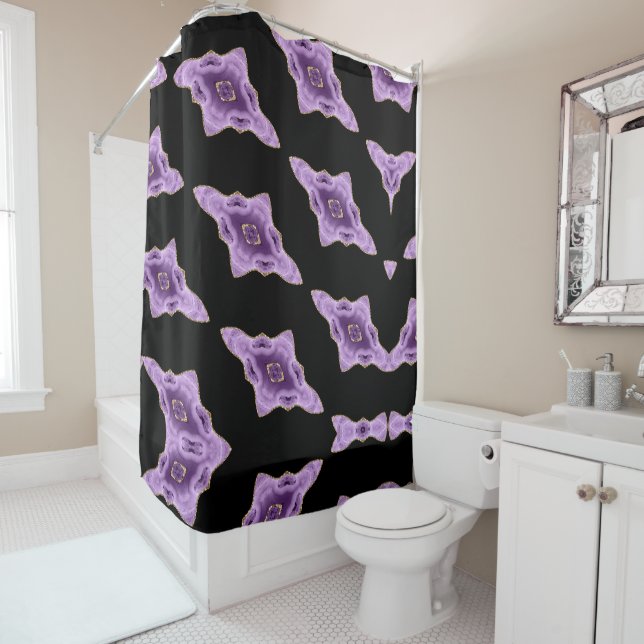 Purple Agate Abstract Shower Curtain (In Situ)