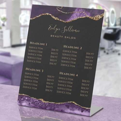 Purple Agate Beauty Salon Price List Pedestal Sign