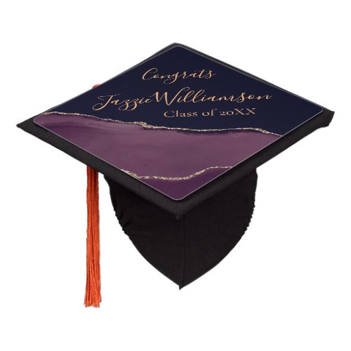Purple Agate Congrats Class of Elegant Graduation Cap Topper