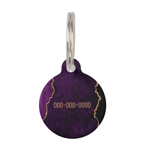 Purple Agate Custom Dog ID Tag with Phone Number