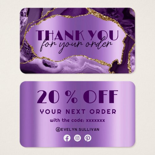 Purple agate faux foil discount card