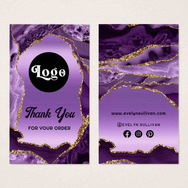 Purple agate faux foil package insert (Front & Back)