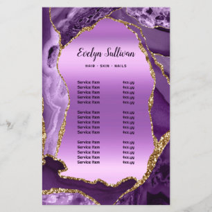 Purple agate faux foil price list flyer