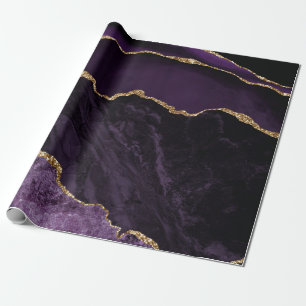 Purple Agate Faux Gold Glitter Wrapping Paper