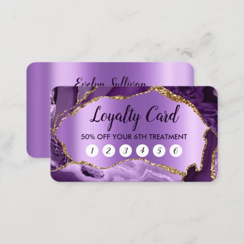 Purple Agate Faux Pearlescent Foil Loyalty Card