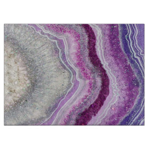 Purple Agate Geode Crystal Marble Modern Elegant  Cutting Board
