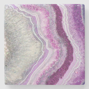 Purple Agate Geode Marble Stone Coaster