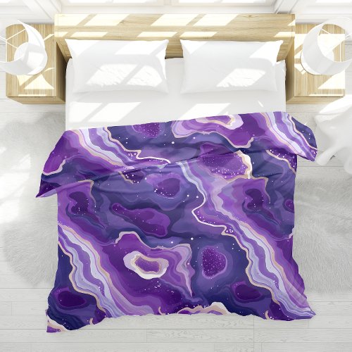 Purple Agate Geode Stone Mineral Pattern Bedding Duvet Cover
