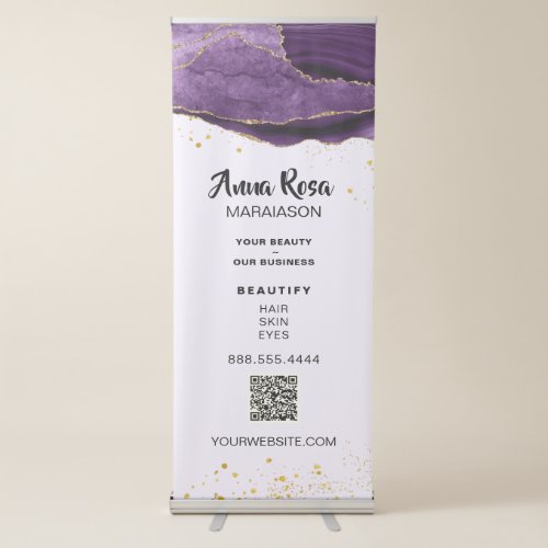 *~* Purple Agate Glitter Spa QR Beauty Chic   Retractable Banner