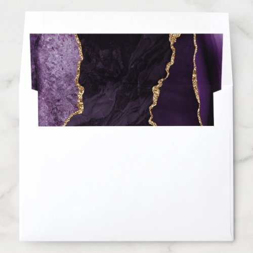 Purple Agate Gold Faux Glitter Wedding Envelope Liner