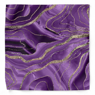 Purple Agate Gold Glitter Glam #1 Bandana