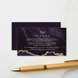 Purple Agate & Gold Wedding Script Details Cards