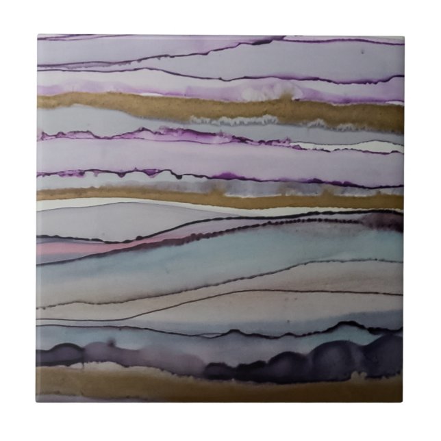 Purple Agate Mid-Century Modern  Ceramic Tile (Front)