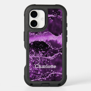 Purple agate pink marble name iPhone 16 case