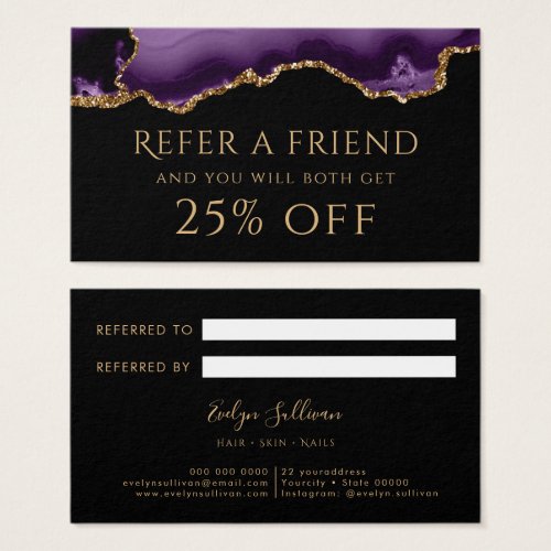 purple agate Referral Card