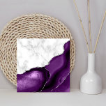 Purple Agate Silver Glitter White Marble Ceramic Tile<br><div class="desc">Elegant white marble and purple agate trimmed with faux silver glitter combine in this luxurious ceramic tile.</div>