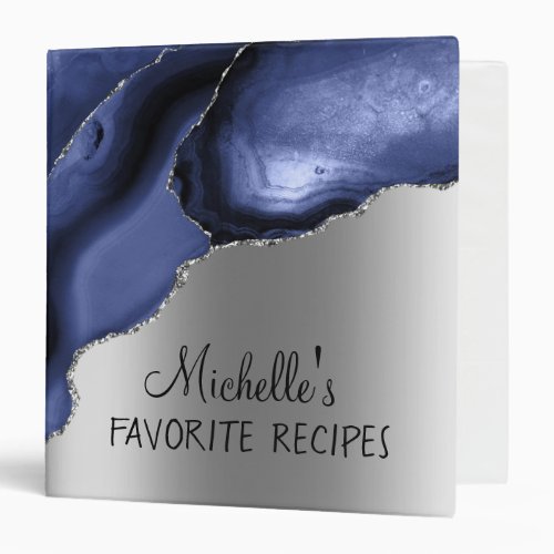 Purple Agate Silver Personalized Recipe CookBook 3 Ring Binder