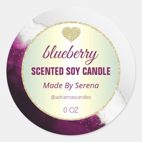 Purple Agate Soy Candle Product Labels