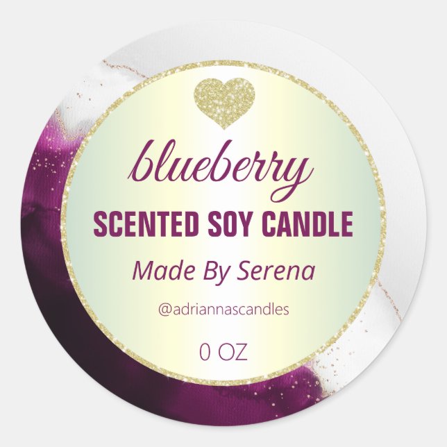 Purple Agate Soy Candle Product Labels (Front)