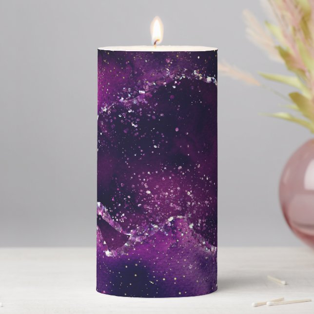 purple agate texture pillar candle (In Situ)