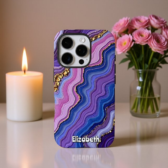 Purple Agate Waves with Gold Case-Mate iPhone Case (Creator Uploaded)