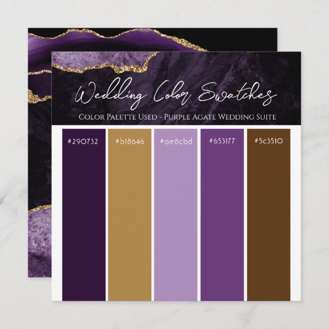 Purple Agate Wedding Color Pallette Invitation (Front/Back)