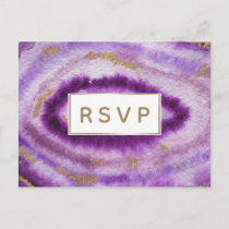 Purple Agate Wedding Invitations rsvp Postcard