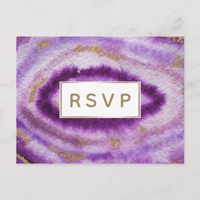 Purple Agate Wedding Invitations rsvp Postcard (Front)