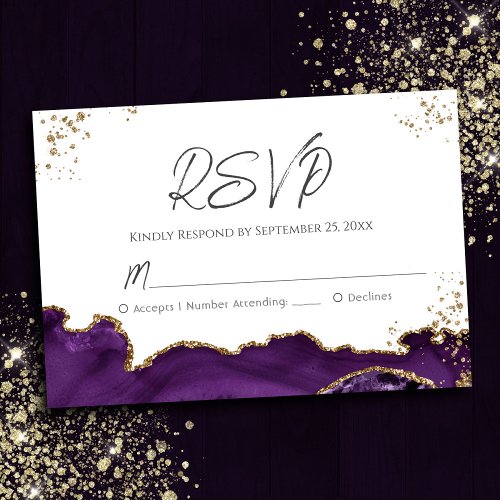 Purple Agate Wedding RSVP