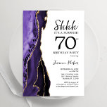 Purple Agate White Gold Surprise 70th Birthday Invitation<br><div class="desc">Purple,  white and gold agate surprise 70th birthday party invitation. Elegant modern design featuring watercolor agate marble geode background,  faux glitter gold and typography script font. Trendy invite card perfect for a stylish women's bday celebration. Printed Zazzle invitations or instant download digital printable template.</div>