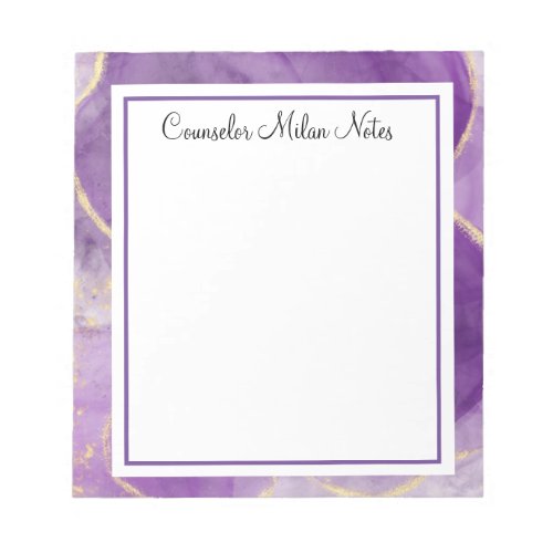 Purple Alcohol Ink Art Counselor Notepad