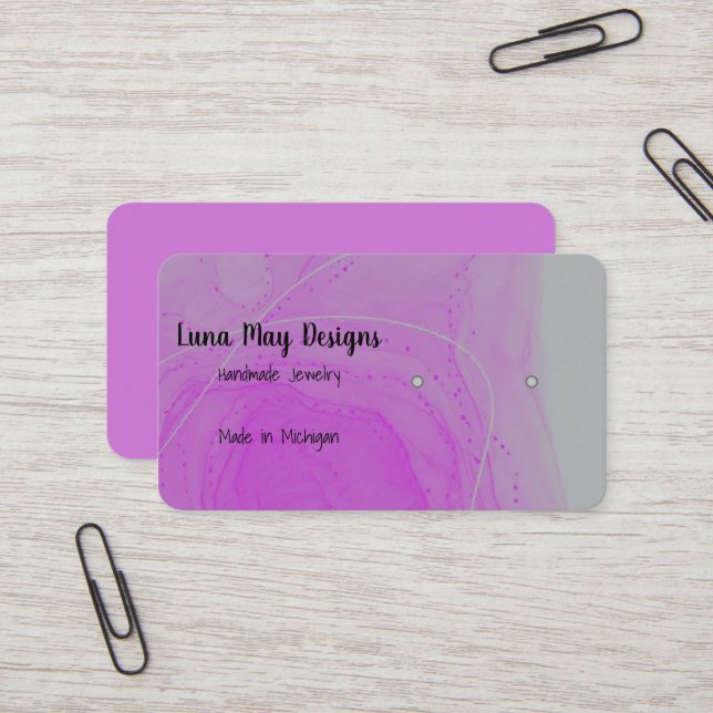 Purple Alcohol Ink Jewelry Business Card (Front/Back In Situ)