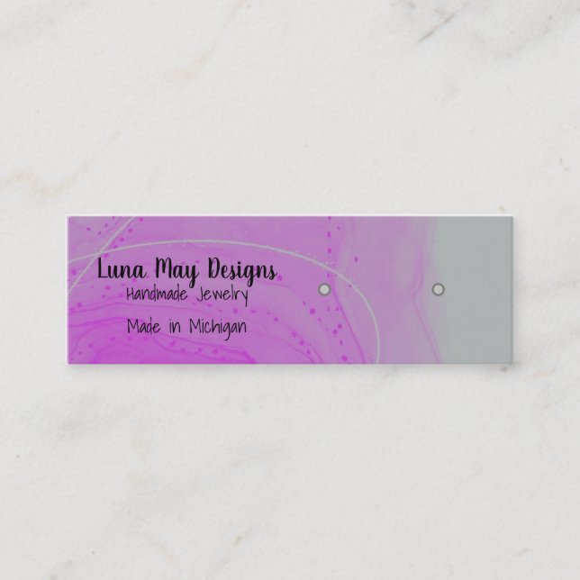 Purple Alcohol Ink Jewelry Display Business Card (Front)