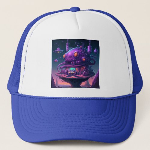 Purple Alien Bar on Another Planet Trucker Hat