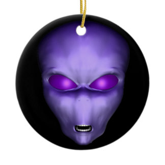 Purple Alien Ceramic Ornament