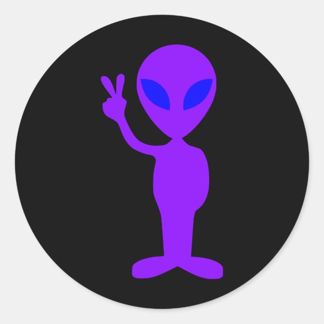 Purple Alien Classic Round Sticker (Front)