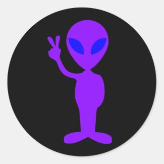 Purple Alien Classic Round Sticker