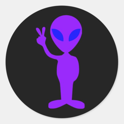 Purple Alien Classic Round Sticker