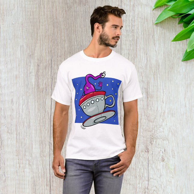 Purple Alien in Teacup Spaceship T-Shirt (Creator Uploaded)