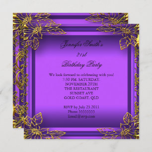 Purple All Occasions Elite Elegant Party Gold Invitation