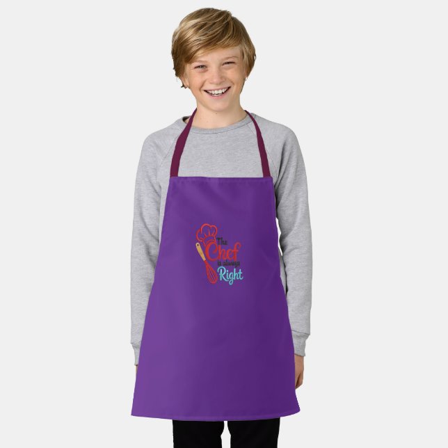 Purple All-Over Print Apron for kids (Worn)