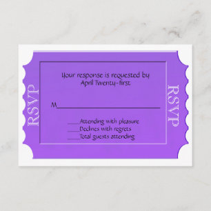 Purple All Purpose Ticket RSVP Response Card