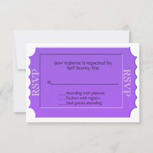 Purple All Purpose Ticket RSVP Response Card