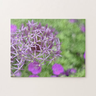 Purple Allium Flower Blossoms Nature Photography Jigsaw Puzzle