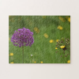 Purple Allium Flower Nature Photography Garden Jigsaw Puzzle