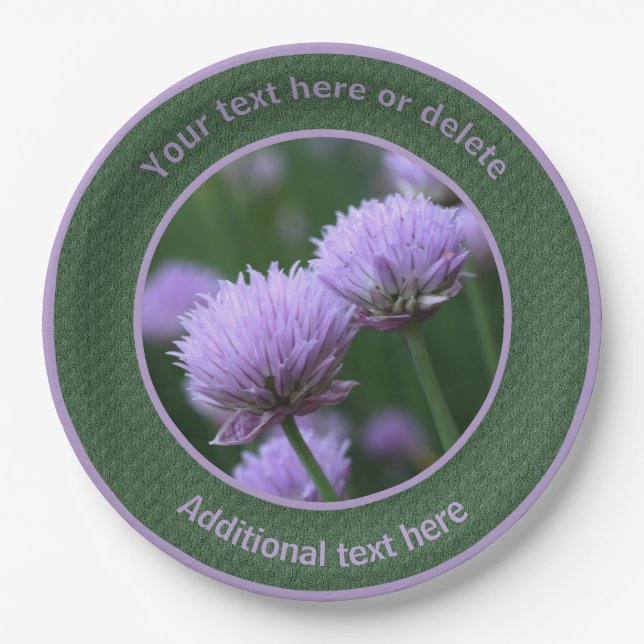 Purple Allium Flower Pair Personalized Party  Paper Plates (Front)