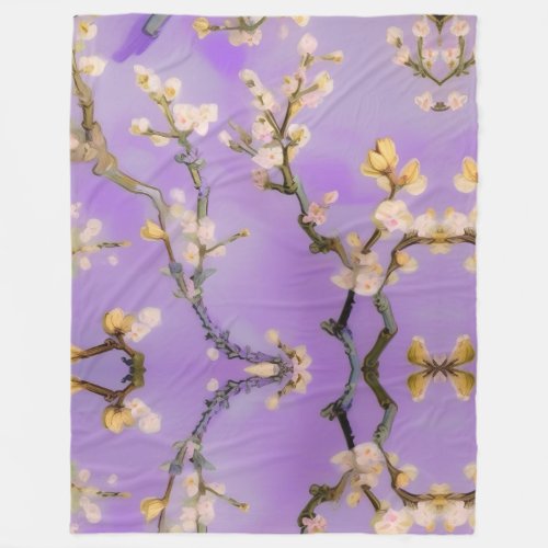 Purple almond treeGogh inspirded art art Nouveau Fleece Blanket